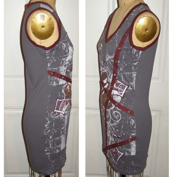 New Sour n Cream graphic print tank dress L 8-10 - Picture 3 of 6